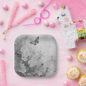 白黒の蝶 ペーパープレート (パーティー)