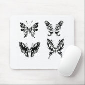 白黒の蝶 マウスパッド (マウス)