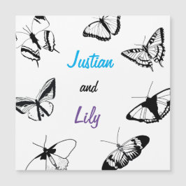 白黒の蝶 マグネット招待状