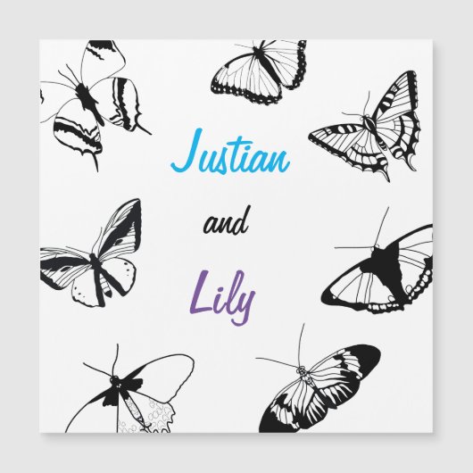 白黒の蝶 マグネット招待状 (正面)