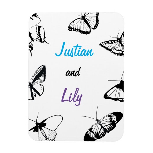 白黒の蝶 マグネット (縦)