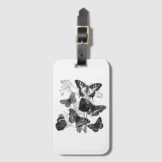白黒の蝶 ラゲッジタグ (正面縦)