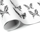 白黒の蝶 ラッピングペーパー (ロールコーナー)