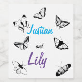 白黒の蝶 ワインラベル (シングルラベル)