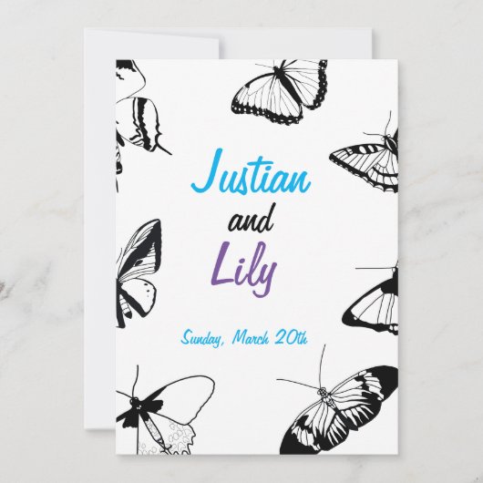 白黒の蝶 招待状 (正面)
