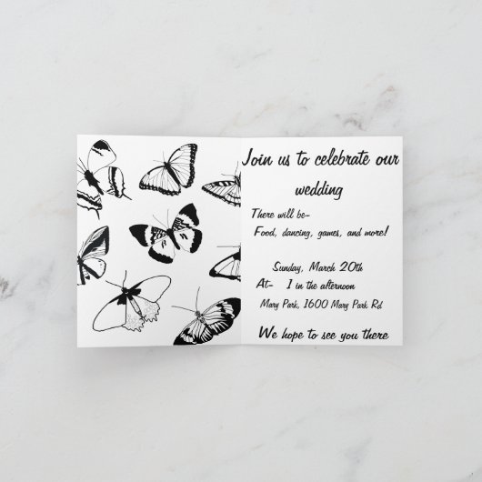 白黒の蝶 招待状 (内部)
