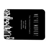 白黒の街のスカイラインで、引っ越しの案内 マグネット (横)