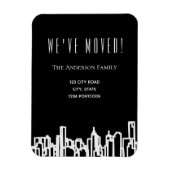 白黒の街のスカイラインで、引っ越しの案内 マグネット (縦)