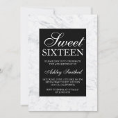 白黒の衣装の大理石シックな甘い16 招待状 (正面)