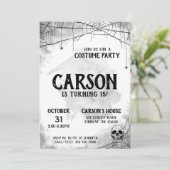 白黒の衣装ハロウィーン誕生日パーティー 招待状 (スタンド正面)