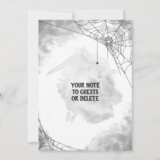 白黒の衣装ハロウィーン誕生日パーティー 招待状 (裏面)