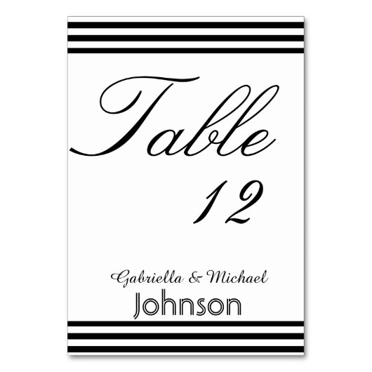 白黒の表ストライプ番号 テーブルナンバー (正面)