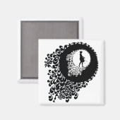 白黒の装飾シルエットガール マグネット (正面/裏面)