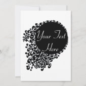 白黒の装飾シルエットガール 招待状 (裏面)