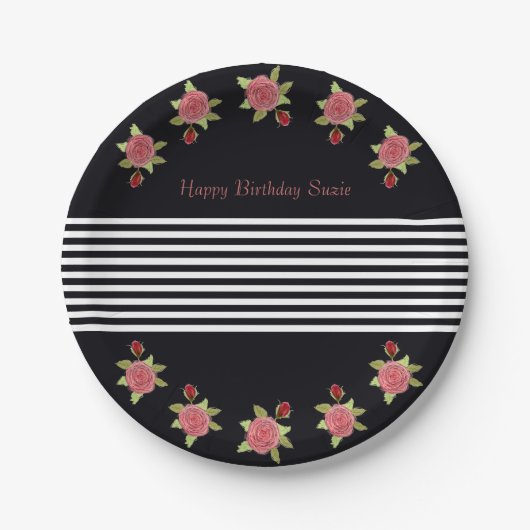 白黒の装飾品 ペーパープレート (正面)