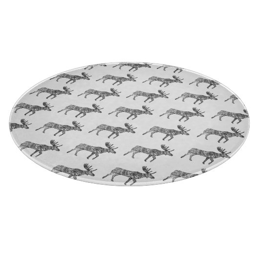 白黒の装飾歩くムースシルエット カッティングボード (角)