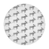 白黒の装飾歩くムースシルエット カッティングボード (正面)