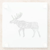 白黒の装飾歩くムースシルエット ガラスコースター (裏面)