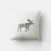 白黒の装飾歩くムースシルエット クッション (正面)