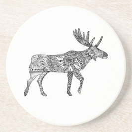 白黒の装飾歩くムースシルエット コースター