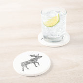 白黒の装飾歩くムースシルエット コースター (側面)