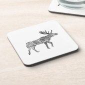 白黒の装飾歩くムースシルエット コースター (左側)