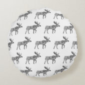 白黒の装飾歩くムースシルエット ラウンドクッション (裏面)