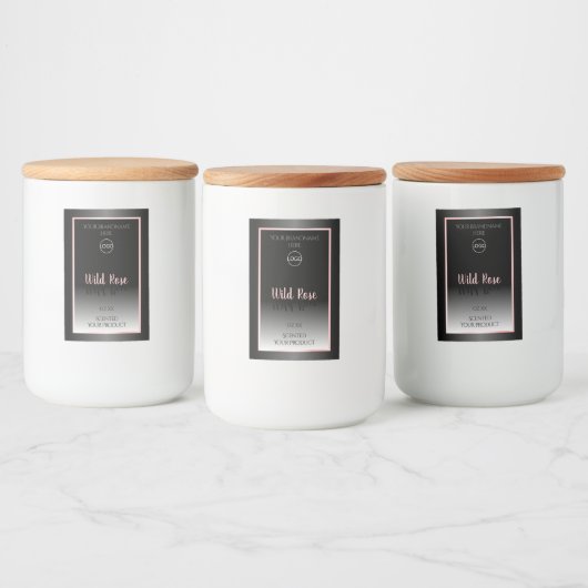 白黒の製品ラベルのピンクのフレームロゴ フードラベル (ボトル)