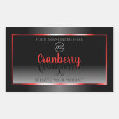 白黒の製品ラベルの赤いデコールフレームロゴ 長方形シール (正面)