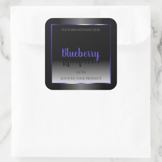 白黒の製品ラベルの青い枠 スクエアシール (バッグ)