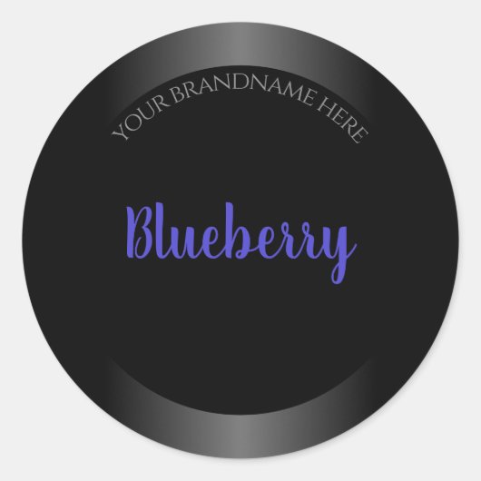 白黒の製品ラベルの青い枠 ラウンドシール (正面)