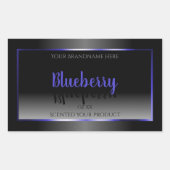 白黒の製品ラベルの青い枠 長方形シール (正面)