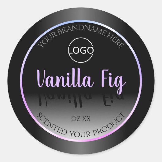 白黒の製品ラベル明るいフレームロゴ ラウンドシール (正面)