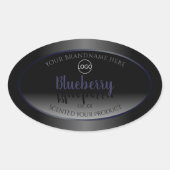 白黒の製品ラベル青い枠ロゴの追加 楕円形シール (正面)