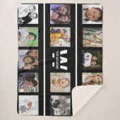 白黒の複数の写真のモノグラカスタムム シェルパブランケット (正面)