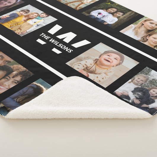 白黒の複数の写真のモノグラカスタムム シェルパブランケット (3/4)