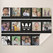 白黒の複数の写真のモノグラカスタムム シェルパブランケット (正面(横))