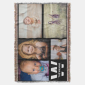 白黒の複数の写真のモノグラカスタムム スローブランケット (正面縦)