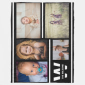 白黒の複数の写真のモノグラカスタムム フリースブランケット (正面)