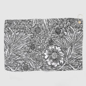 白黒の複雑なフローラデザイン ゴルフタオル (横)