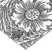 白黒の複雑なフローラデザイン ショートテーブルランナー (コーナー)