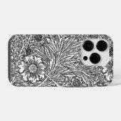 白黒の複雑なフローラデザイン iPhoneケース (裏面横)