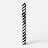 白黒の角度付きストライプ iPhone 16ケース (左側面)
