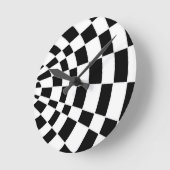 白黒の角度付きチェッカーボード ラウンド壁時計 (傾斜)
