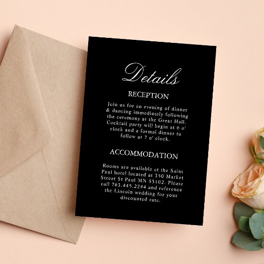 白黒の詳細結婚エンクロージャカード 招待状