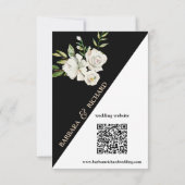 白黒の詳細結婚写真QRコードカード 出欠カード (裏面)