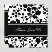 白黒の誓いの結婚更新招待状 招待状 (正面/裏面)