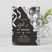 白黒の誕生日パーティーの招待 招待状 (スタンド正面)