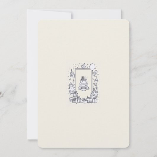 白黒の誕生日パーティー招待状 招待状 (裏面)