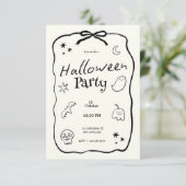 白黒の説明ハローウィンパーティ 招待状 (スタンド正面)